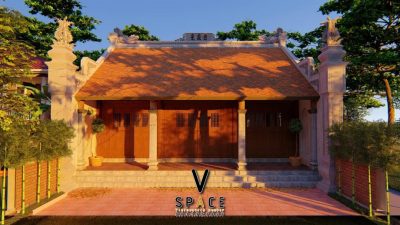 Bản vẽ nhà thờ họ 3 gian 2 mái giả gỗ tại xã Nam Quang, Cao Bằng