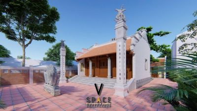 Kiến trúc nhà thờ họ 3 gian 2 mái có cột đồng trụ đá tại xã Cái Nhum, Vĩnh Long