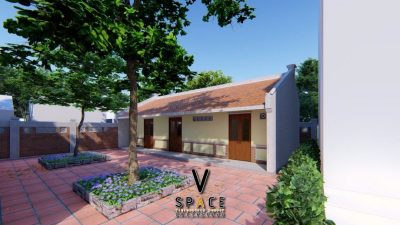 Kiến trúc nhà thờ họ 3 gian 2 mái có cột đồng trụ đá tại xã Cái Nhum, Vĩnh Long