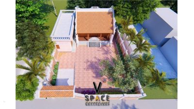 Phối cảnh 3D nhà thờ họ 3 gian 2 mái có tắc môn đá tại Phường Ninh Kiều, Cần Thơ