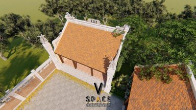 Phối cảnh 3D nhà thờ họ 3 gian bê tông giả gỗ tại Phường An Xuyên, Cà Mau