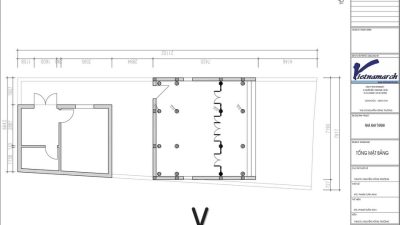 Bản vẽ thiết kế nhà thờ họ 3 gian 2 mái có nhà phụ trợ phía sau tại phường Kiến An, Hải Phòng