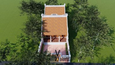 Bản vẽ thiết kế nhà thờ họ 3 gian 2 mái có nhà phụ trợ phía sau tại phường Kiến An, Hải Phòng