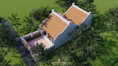 Bản vẽ thiết kế nhà thờ họ 3 gian 2 mái có nhà phụ trợ phía sau tại phường Kiến An, Hải Phòng