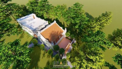 Kiến trúc nhà thờ họ 2 mái kết hợp khu nhà ở phía sau tại xã Hưng Hà, Hưng Yên