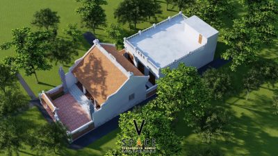 Kiến trúc nhà thờ họ 2 mái kết hợp khu nhà ở phía sau tại xã Hưng Hà, Hưng Yên