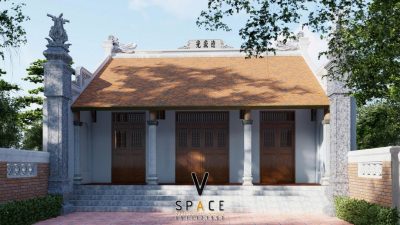 Kiến trúc nhà thờ họ 2 mái kết hợp khu nhà ở phía sau tại xã Hưng Hà, Hưng Yên