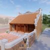 Phối cảnh 3D nhà thờ họ 3 gian 2 mái bê tông giả gỗ tại xã Nho Quan, Ninh bình
