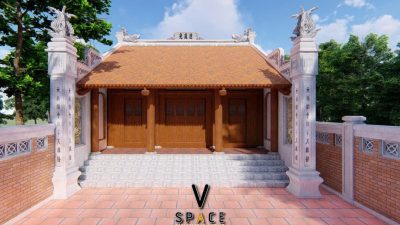 Phối cảnh nhà thờ họ 3 gian 2 mái 60m2 tại xã Đà Bắc, Phú Thọ