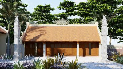 Phối cảnh nhà thờ họ 3 gian 2 mái có nhà phụ trợ tại xã Đông Anh, Hà Nội