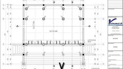 Bản vẽ kiến trúc nhà thờ họ 3 gian 2 mái tại xã Thạch Lạc, Hà Tĩnh