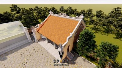 Bản vẽ kiến trúc nhà thờ họ 3 gian 2 mái tại xã Thạch Lạc, Hà Tĩnh