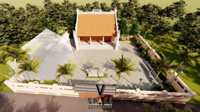 Bản vẽ kiến trúc nhà thờ họ 3 gian 2 mái tại xã Thạch Lạc, Hà Tĩnh