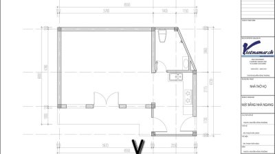 Bản vẽ nhà thờ họ 3 gian 2 mái có nhà phụ trợ tại xã Lệ Thủy, Quảng Trị