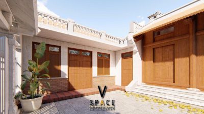 Bản vẽ nhà thờ họ 3 gian 2 mái có nhà phụ trợ tại xã Lệ Thủy, Quảng Trị