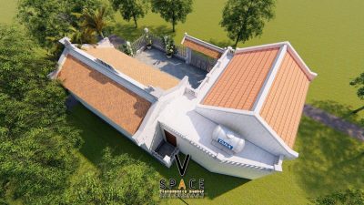 Bản vẽ nhà thờ họ 3 gian 2 mái có nhà phụ trợ tại xã Lệ Thủy, Quảng Trị