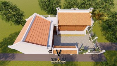 Bản vẽ nhà thờ họ 3 gian 2 mái có nhà phụ trợ tại xã Lệ Thủy, Quảng Trị