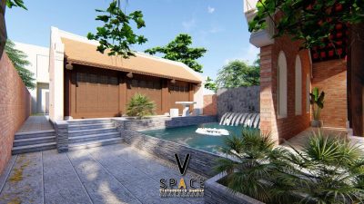 Phối cảnh nhà thờ họ 3 gian 2 mái giả gỗ tại xã Anh Sơn, Nghệ An