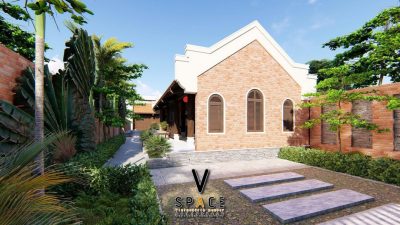 Phối cảnh nhà thờ họ 3 gian 2 mái giả gỗ tại xã Anh Sơn, Nghệ An