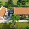 Phối cảnh nhà thờ họ 3 gian 2 mái giả gỗ tại xã Anh Sơn, Nghệ An