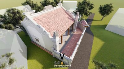 Bản vẽ mặt bằng nhà thờ họ 3 gian 2 mái kết hợp nhà phụ trợ tại Lập Thạch, Vĩnh Phúc