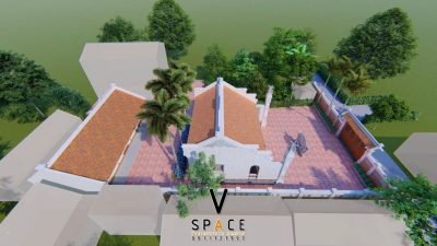 Phối cảnh 3D nhà thờ họ 3 gian 2 mái có tắc môn đá tại Phường Cam Ly - Đà Lạt, Lâm Đồng
