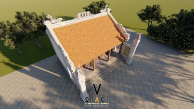 Phối cảnh nhà thờ họ 3 gian 2 mái có cột đồng trụ tại phường Phong Điền, TP Huế