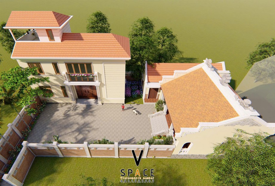 Phối cảnh nhà thờ họ 3 gian truyền thống kết hợp nhà ở tại xã An Phú, Quảng Ngãi Phối cảnh nhà thờ họ 3 gian truyền thống kết hợp nhà ở tại xã An Phú, Quảng Ngãi