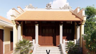 Phối cảnh nhà thờ họ 3 gian truyền thống kết hợp nhà ở tại xã An Phú, Quảng Ngãi