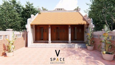 Bản vẽ nhà thờ họ 3 gian 2 mái có hậu cung tại Xã Vĩnh Hậu, An Giang