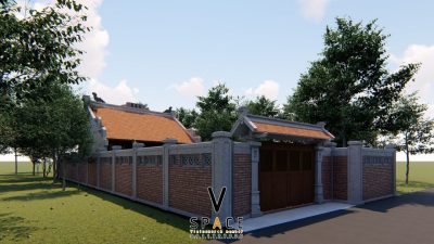 Bản vẽ nhà thờ họ 3 gian 2 mái có hậu cung tại Xã Vĩnh Hậu, An Giang