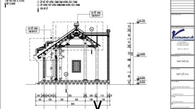 Bản vẽ nhà thờ họ 3 gian 2 mái có hậu cung tại Xã Vĩnh Hậu, An Giang