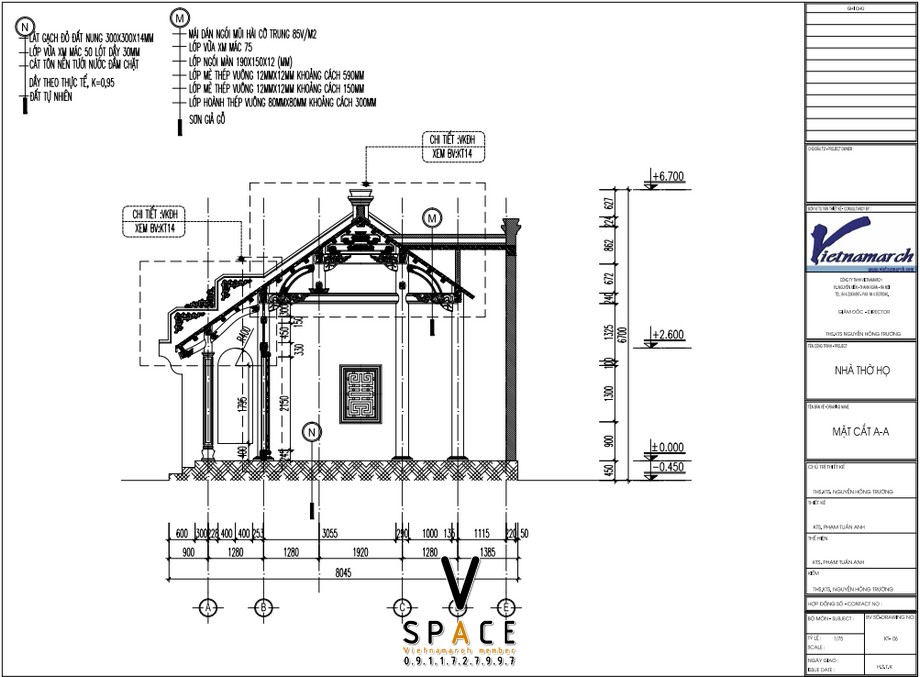 Bản vẽ nhà thờ họ 3 gian 2 mái có hậu cung tại xã Vĩnh Hậu, An Giang Bản vẽ nhà thờ họ 3 gian 2 mái có hậu cung tại Xã Vĩnh Hậu, An Giang