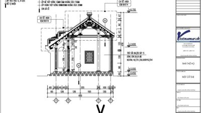Bản vẽ nhà thờ họ 3 gian 2 mái có hậu cung tại Xã Vĩnh Hậu, An Giang