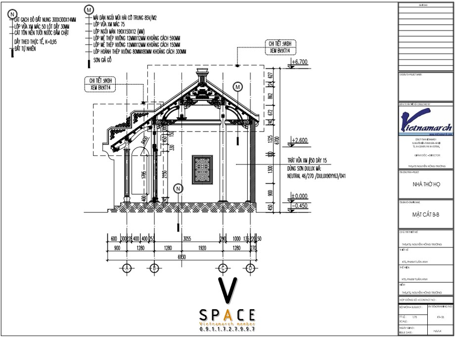 Bản vẽ nhà thờ họ 3 gian 2 mái có hậu cung tại xã Vĩnh Hậu, An Giang Bản vẽ nhà thờ họ 3 gian 2 mái có hậu cung tại Xã Vĩnh Hậu, An Giang