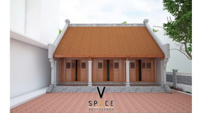 Tên công trình: Nhà thờ họ 3 gian 2 mái truyền thống Địa điểm xây dựng: Phường Lý Văn Lâm, Cà Mau Phong cách kiến trúc: Nhà thờ họ truyền thống 3 gian Kết cấu: Bê tông cốt thép giả gỗ Mái: Mái ngói đỏ truyền thống