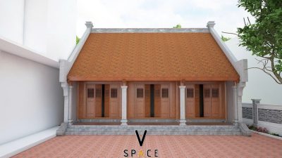 Bản vẽ thiết kế nhà thờ họ 3 gian 2 mái bê tông giả gỗ tại Phường Lý Văn Lâm, Cà Mau