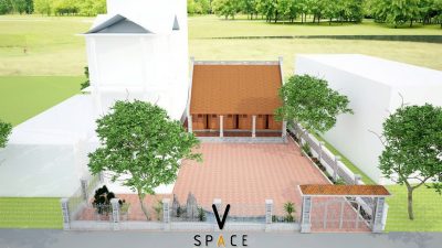 Bản vẽ thiết kế nhà thờ họ 3 gian 2 mái bê tông giả gỗ tại Phường Lý Văn Lâm, Cà Mau