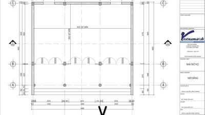 Bản vẽ thiết kế nhà thờ họ 3 gian 2 mái bê tông giả gỗ tại Phường Lý Văn Lâm, Cà Mau