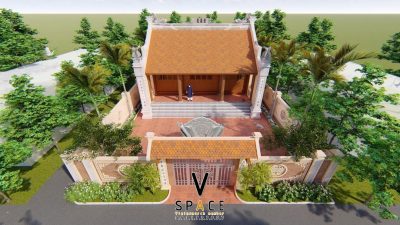 Phối cảnh chi tiết nhà thờ họ 3 gian có tắc môn đá tại Phường Cái Khế, Cần Thơ