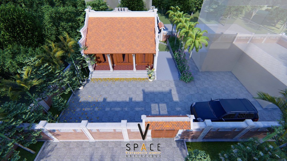 Phối cảnh nhà thờ họ 3 gian 2 mái có sân rộng tại Xã Vĩnh Thạnh, Tây ninh Phối cảnh nhà thờ họ 3 gian 2 mái có sân rộng tại Xã Vĩnh Thạnh, Tây ninh