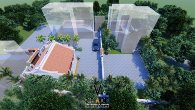 Phối cảnh nhà thờ họ 3 gian 2 mái có sân rộng tại Xã Vĩnh Thạnh, Tây ninh