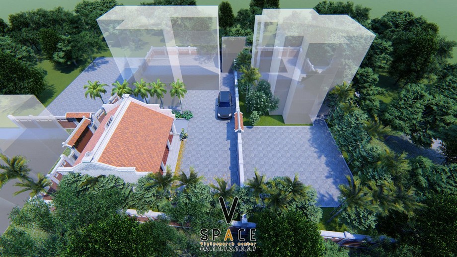 Phối cảnh nhà thờ họ 3 gian 2 mái có sân rộng tại Xã Vĩnh Thạnh, Tây ninh Phối cảnh nhà thờ họ 3 gian 2 mái có sân rộng tại Xã Vĩnh Thạnh, Tây ninh