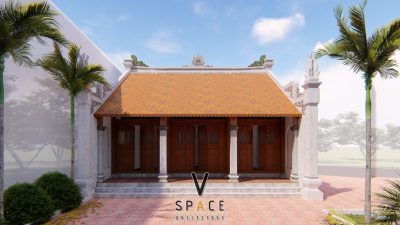 Thiết kế 3D nhà thờ họ 3 gian 2 mái có hậu cung tại Phường Đạo Thạnh, Đồng Tháp