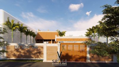 Thiết kế 3D nhà thờ họ 3 gian 2 mái có hậu cung tại Phường Đạo Thạnh, Đồng Tháp