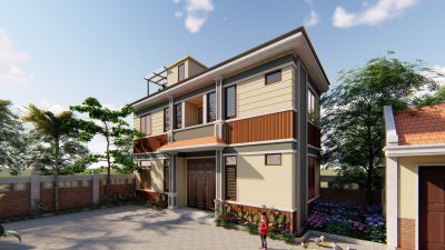 Thiết kế 3D nhà thờ họ 3 gian kết hợp nhà lầu hiện đại tại xã Tân Long Hội, Vĩnh Long