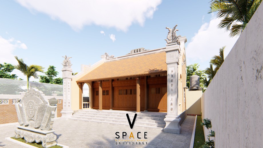 Phối cảnh 3D nhà thờ họ 3 gian 2 mái có hậu cung tại xã Lương Sơn, Phú Thọ Phối cảnh 3D nhà thờ họ 3 gian 2 mái có hậu cung tại xã Lương Sơn, Phú Thọ