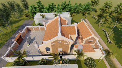 Phối cảnh 3D nhà thờ họ 3 gian 2 mái có hậu cung tại xã Lương Sơn, Phú Thọ