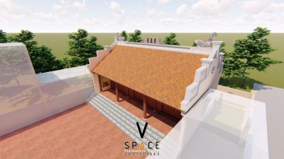 Phối cảnh nhà thờ họ 3 gian 2 mái bê tông giả gỗ tại phường Nghĩa Lộ, Lào Cai