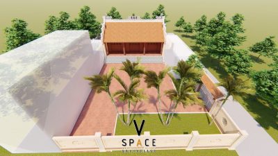 Phối cảnh nhà thờ họ 3 gian 2 mái bê tông giả gỗ tại phường Nghĩa Lộ, Lào Cai